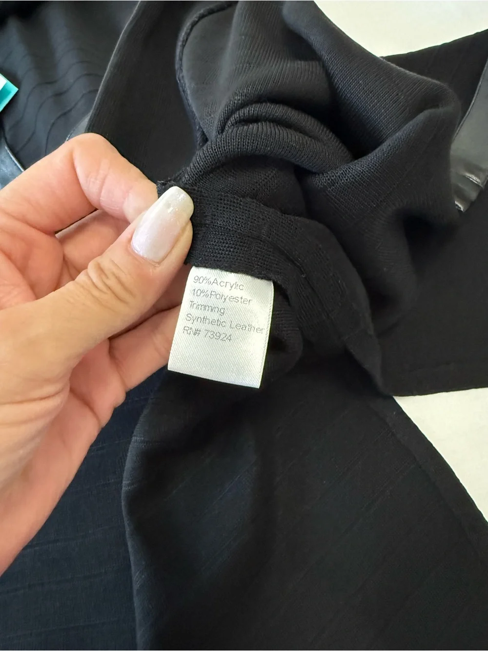 Ming Wang | SZ L | Black Long Line Cardigan Lightweight | Faux Leather Trim NWT